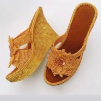 صندل بافتنی طرح گل زنانه